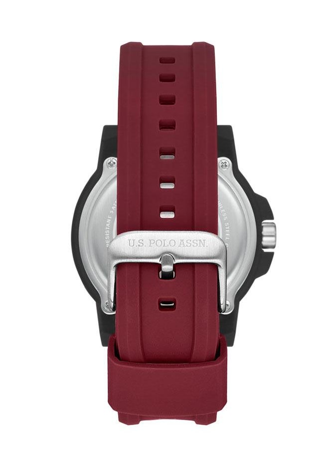 U.S. Polo Assn. USPA Men's 44mm Sporty Watch with Bold Black Dial & Red Silicone Strap  - Image 3