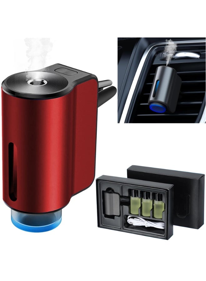 Smart Car Air Freshener Diffuser, Rechargeable with 3 Essential Oils, Red