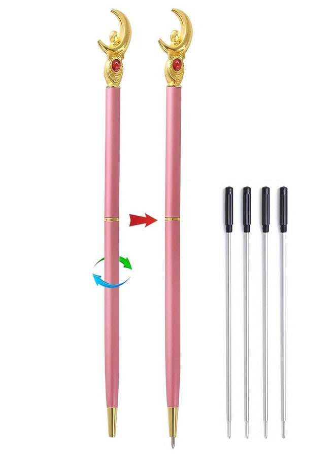 GHHQIANG 2Pcs Sailor Moon Pen School Supplies, Kawaii Stationery Set, Pink Moon Pen for School Day Students Gifts or Offices,Tip 1mm - Image 1