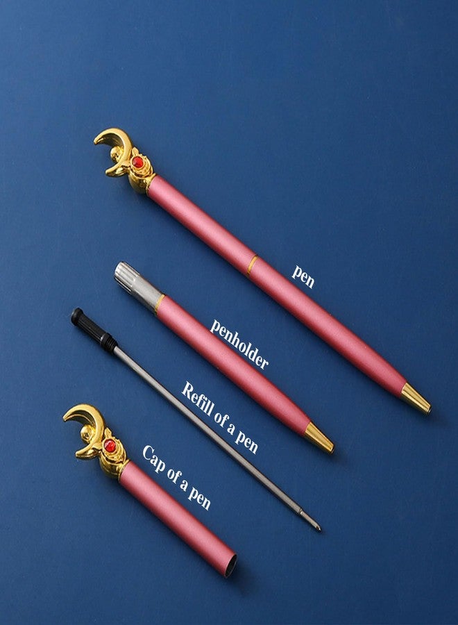 GHHQIANG 2Pcs Sailor Moon Pen School Supplies, Kawaii Stationery Set, Pink Moon Pen for School Day Students Gifts or Offices,Tip 1mm - Image 3