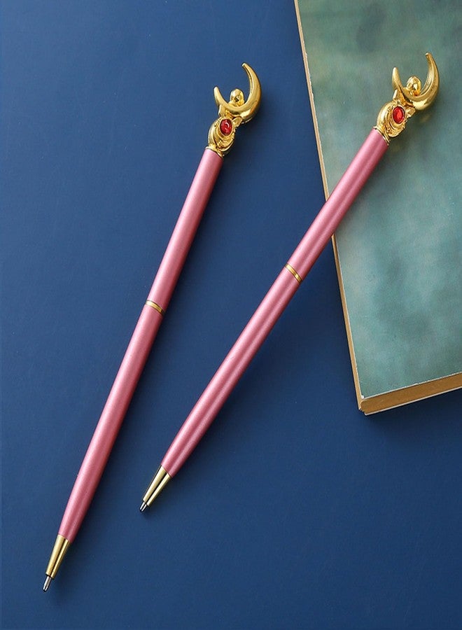 GHHQIANG 2Pcs Sailor Moon Pen School Supplies, Kawaii Stationery Set, Pink Moon Pen for School Day Students Gifts or Offices,Tip 1mm - Image 4