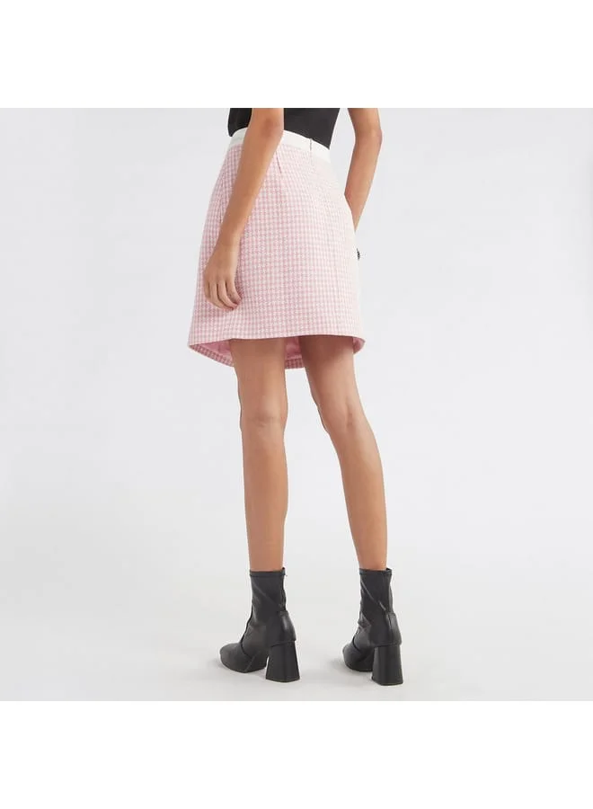 Splash FAV Textured Mini Skirt with Button Detail