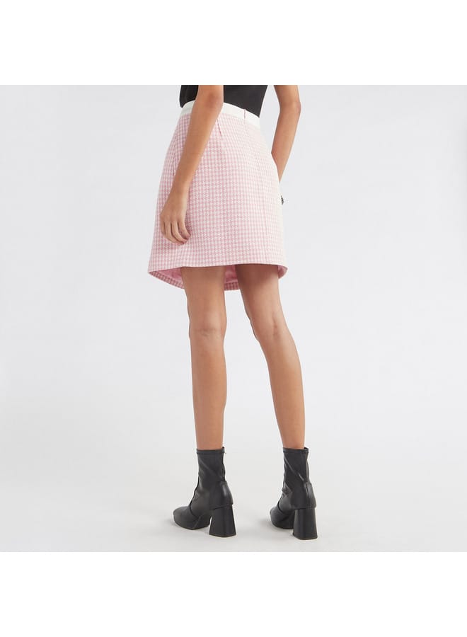Splash FAV Textured Mini Skirt with Button Detail - Image 3