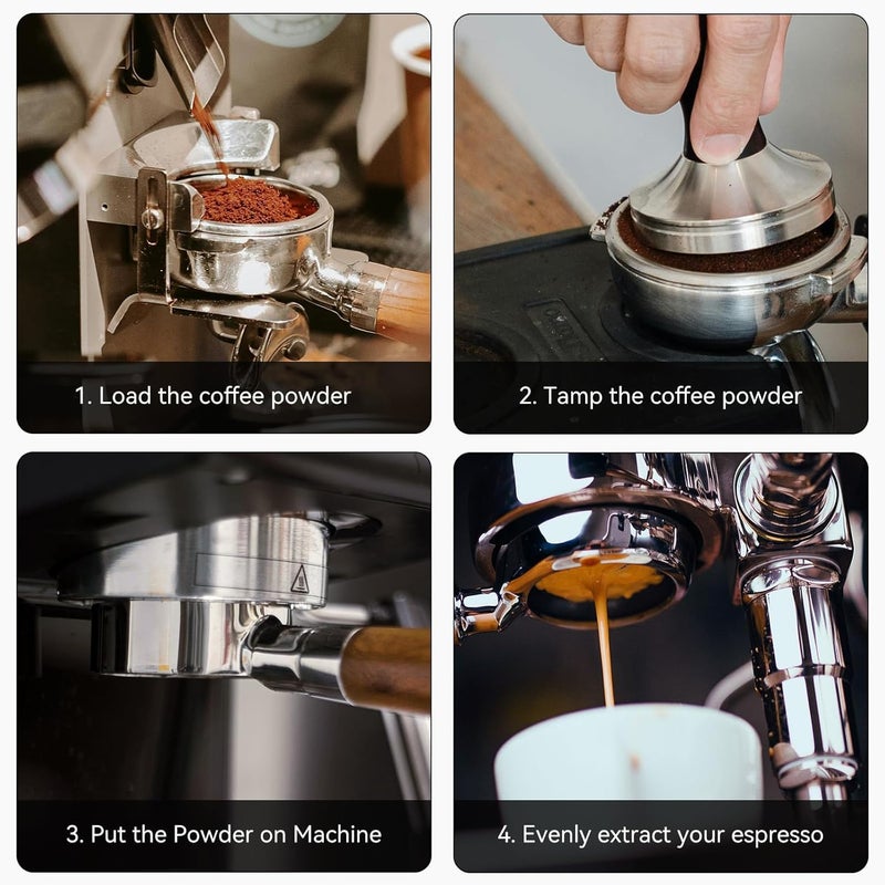 GreeSuit 54mm Bottomless Portafilter with Puck Screen Compatible for Breville Barista Espresso, 2Pack Stainless Steel Puck Screen for 54mm Bottomless Portafilter with Solid Wood Handle - Image 5