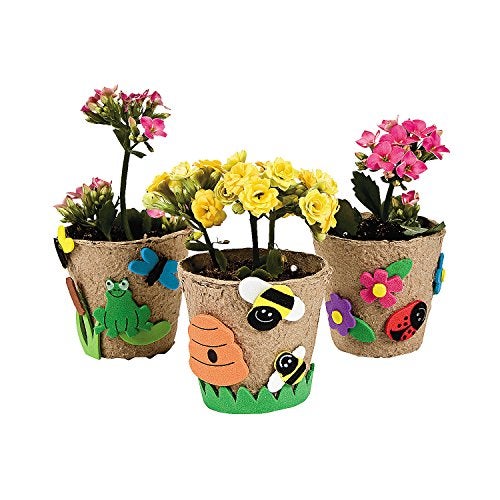 Fun Express Garden Pot Craft Kit – DIY Spring Painting Activity for Kids – Fun Home & Classroom Art Project for Creative Learning & Decorations – Perfect for Parties & Gifts – 12 Pieces - Image 1