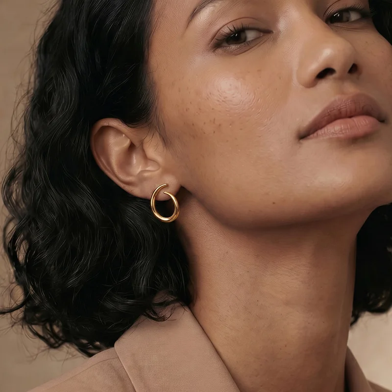 Palmonas  PALMONAS Minimalist Hoop Earrings for Women | 18K Gold Plated, Waterproof & Anti-Tarnish for Women | Best Price UAE