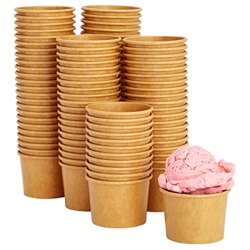 Juvale Disposable Paper Ice Cream Cups - Leak-Resistant Coating & Gelato Cups - 5 oz Portion Control & Ice Cream Bowls - Bulk 100 Pack of Sundae Bar Supplies - 100 Count, 5 oz, Brown - Image 1