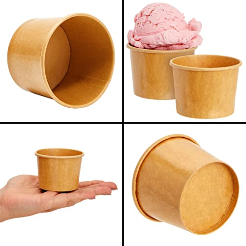 Juvale Disposable Paper Ice Cream Cups - Leak-Resistant Coating & Gelato Cups - 5 oz Portion Control & Ice Cream Bowls - Bulk 100 Pack of Sundae Bar Supplies - 100 Count, 5 oz, Brown - Image 5