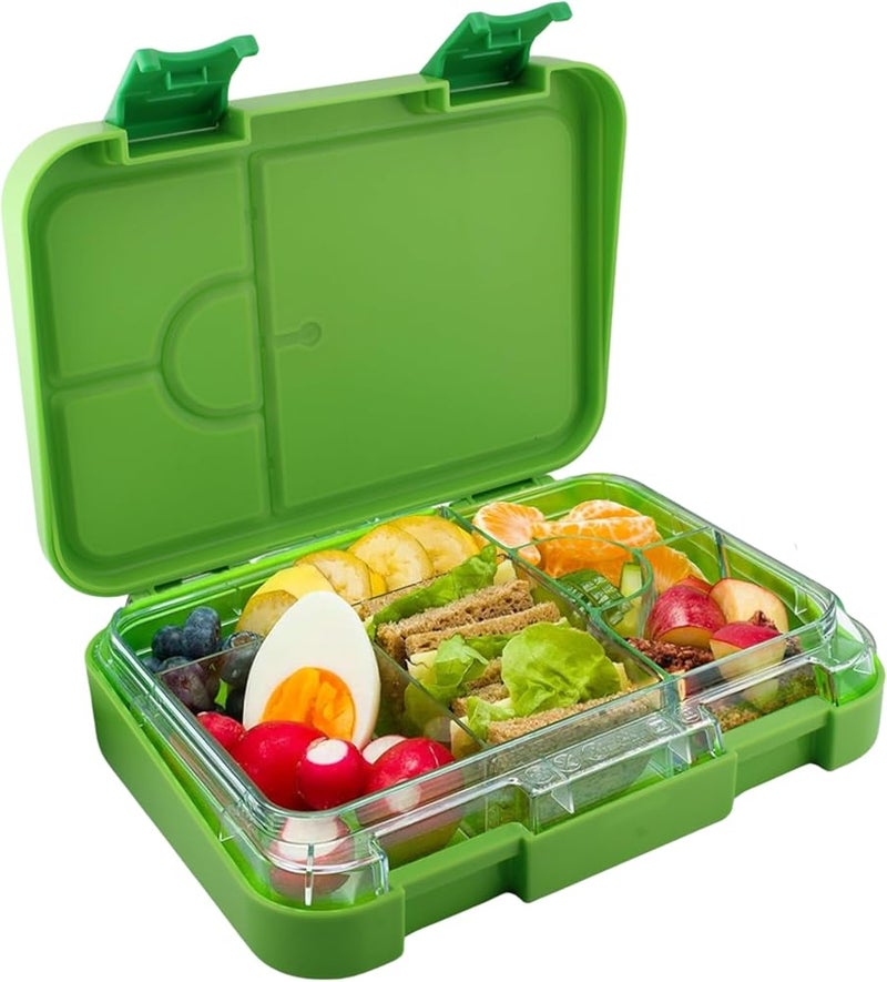 BrainGiggles BPA Free Bento Lunch Box for Kids with Adjustable Compartments, Leakproof Airtight 760 ml Insulated Tiffin Box with Removable Tray School Lunchbox for Toddlers, Boys and Girls (Green) - Image 1