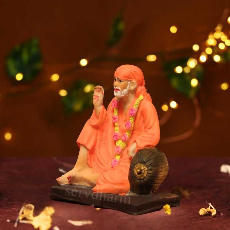Servdharm Handcrafted Sai Baba Idol Decorative Statues God Idols for Pooja Gifting Home Decor 6 Inches 720 G - Image 2