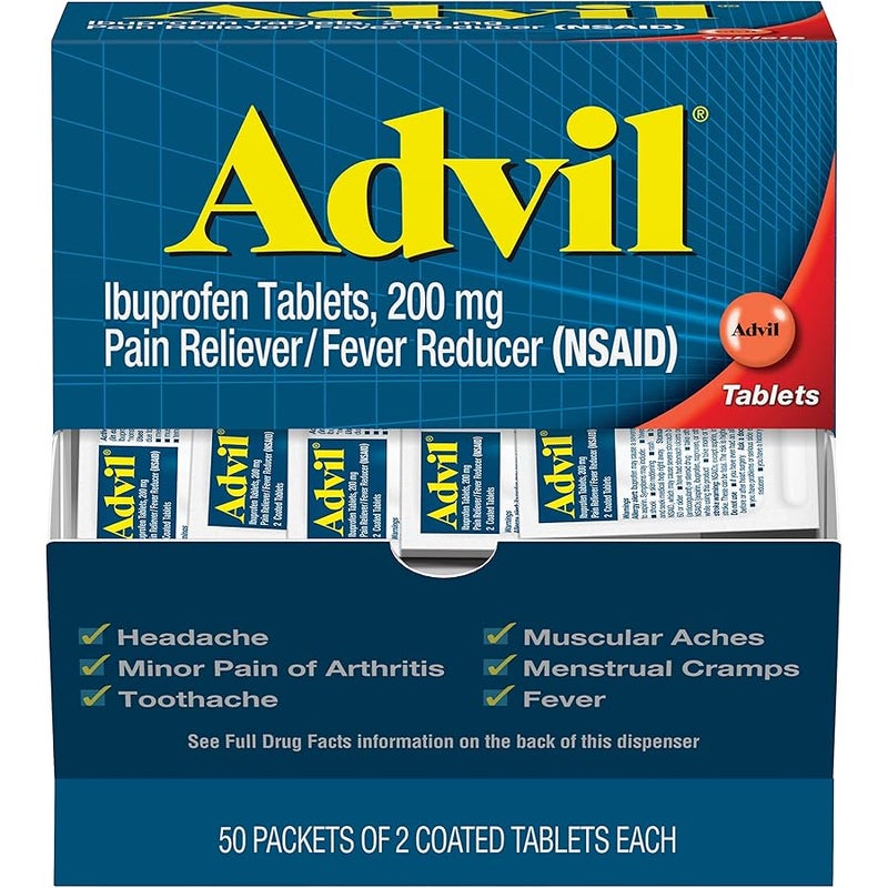 Advil Ibuprofen, 200mg, 2 Count (Pack of 50) - Image 1