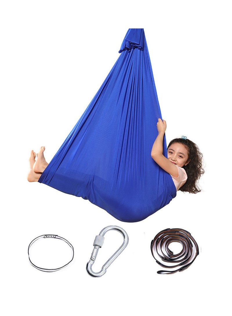 Indoor hammock swing therapy swing, suitable for children with special needs such as autism, ADHD, SPD, etc., with hardware hammock sensory integration (color: royal blue, size: 150CM/59 inches) - Image 1