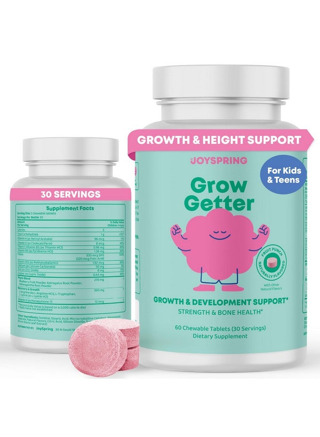 JoySpring Growth Vitamins for Teens & Height Support for Kids - Enourages Stronger Bones & Healthy Natural Growth - Sugar Free - L-Arginine, L-Lysine, Zinc, Vitamin D & K2-30 Servings - Image 1