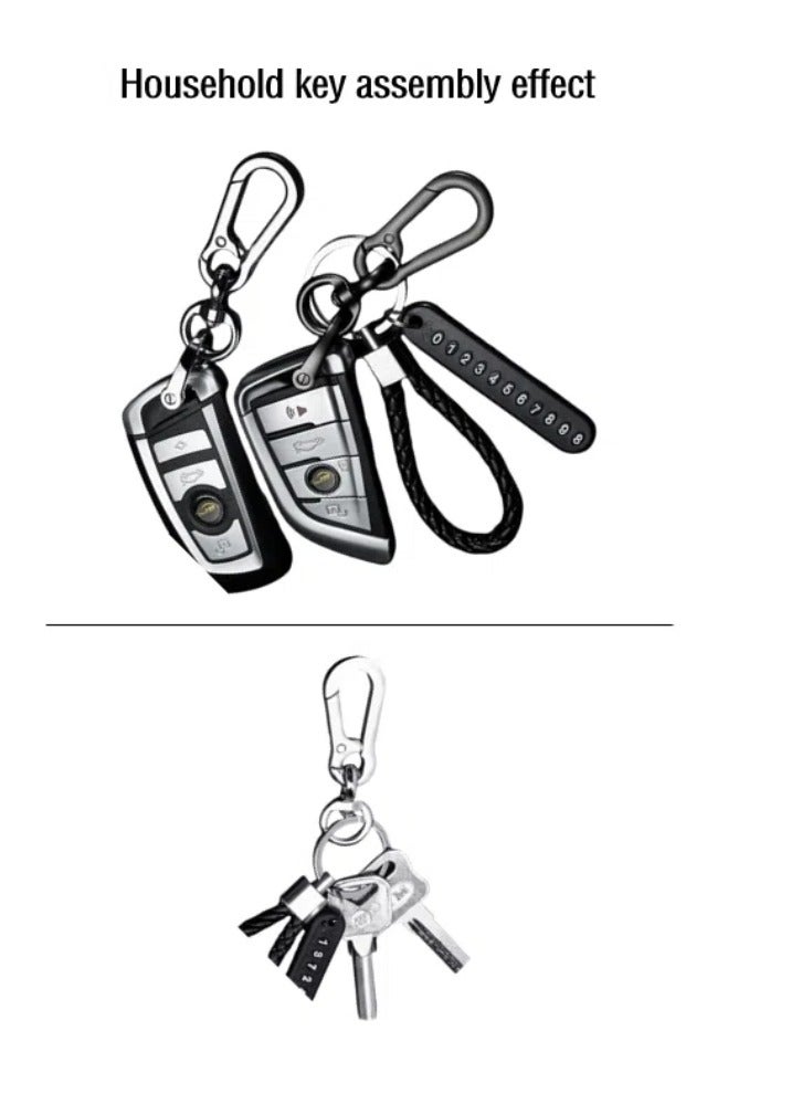 Generic Anti loss car keychain,telephone number plate woven rope lock key chain, car keychain accessories【Black】  - Image 3