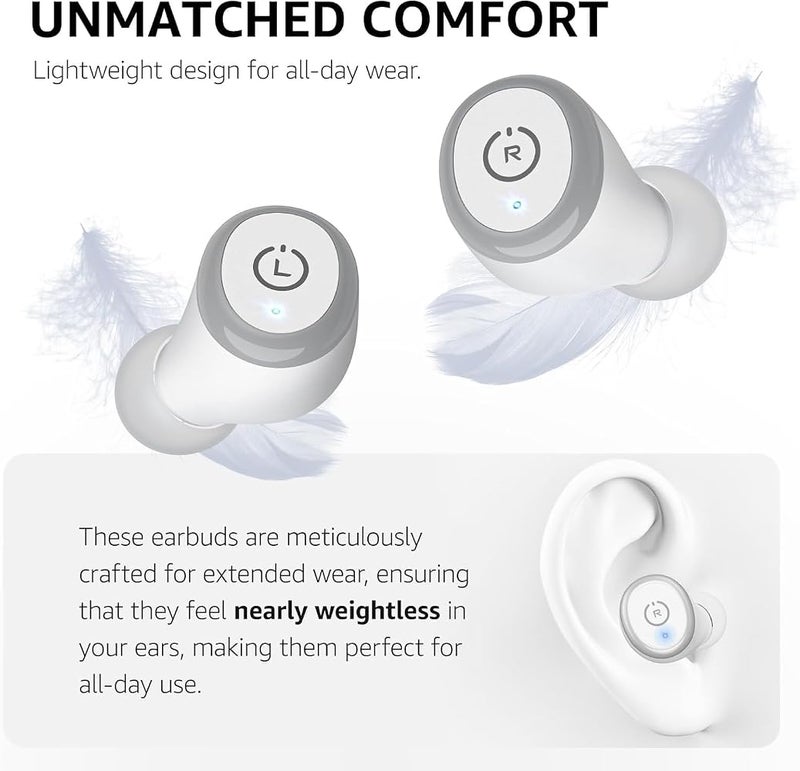 TOZO T10 (Classic Edition) Bluetooth 5.3 Wireless Earbuds with Wireless Charging Case IPX8 Waterproof Stereo Headphones in Ear Built in Mic Headset Premium Sound with Deep Bass for Sport White - Image 4