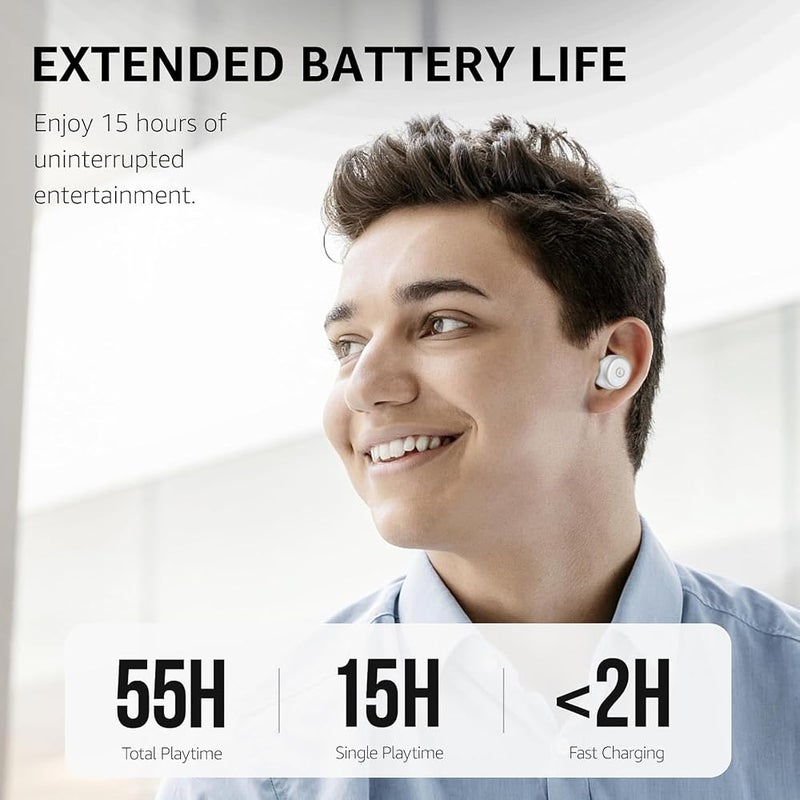 TOZO T10 (Classic Edition) Bluetooth 5.3 Wireless Earbuds with Wireless Charging Case IPX8 Waterproof Stereo Headphones in Ear Built in Mic Headset Premium Sound with Deep Bass for Sport White - Image 3