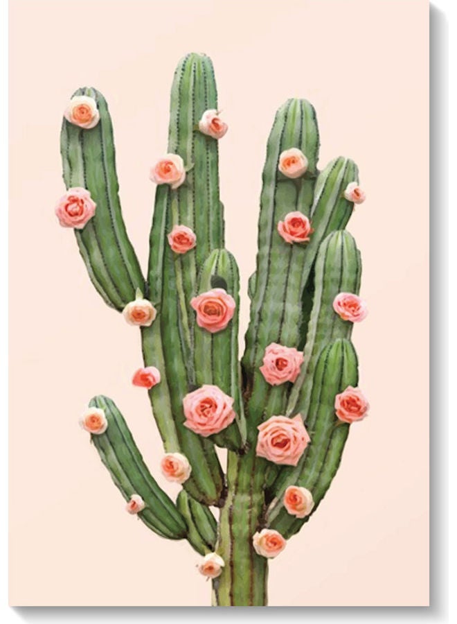RYN Cactus Flowers Wall Art Painting Multicolour 40x60cm - Image 1