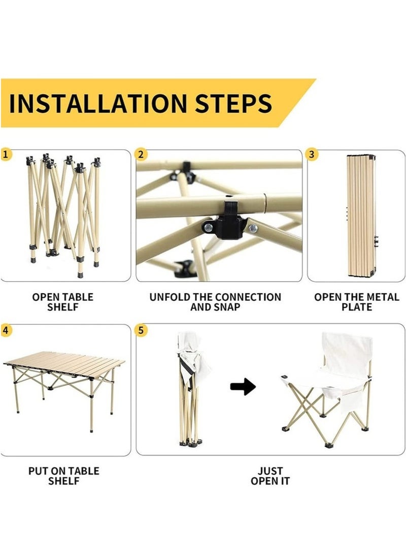 Mereza Camping Furniture Set, Foldable Camping Table and Chairs, Portable Family Travel Camping Picnic Table and Chairs Set, Multifunctional Foldable Travel Table and Chairs Set Camping Table for Outdoor Barbecue, Cooking, Party, Beach - Image 2