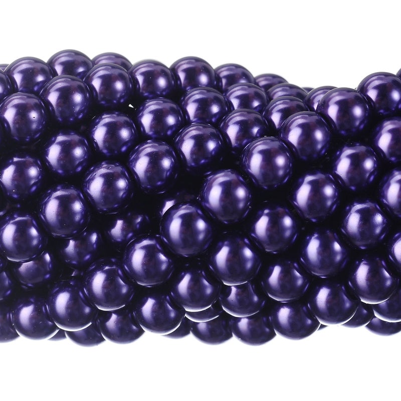 RUBYCA 200Pcs Czech Tiny Satin Luster Glass Pearl Round Beads Jewelry Making 12mm Amethyst Purple