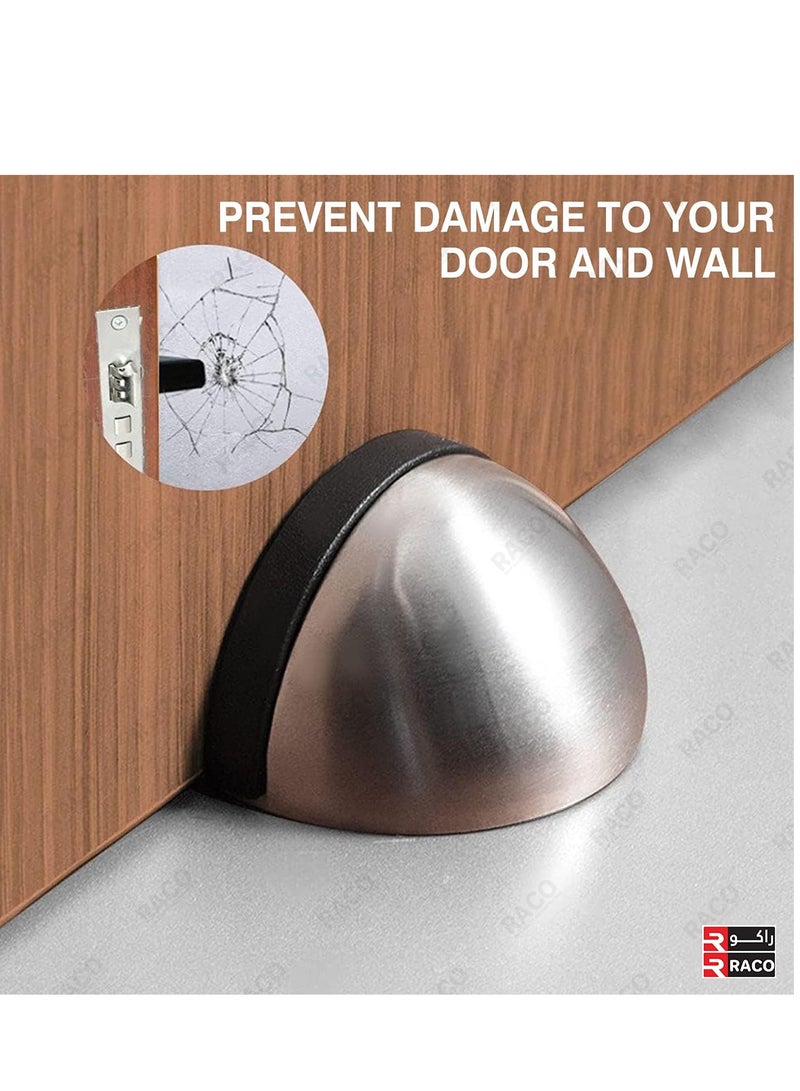 RACO Stainless-Steel Oval Floor Door Stopper with Rubber Bumper – Protects Walls, Floors, and Glass Doors – Includes Screws and Plugs for Home, School, or Office Use (2 Pack) - Image 2