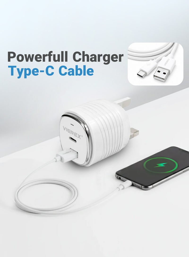 Vierex 20W Dual Port Fast Wall Charger Includes USB-C to USB-C Cable for Type-C Series - Image 2