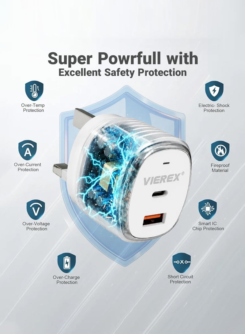 Vierex 20W Dual Port Fast Wall Charger Includes USB-C to USB-C Cable for Type-C Series - Image 5