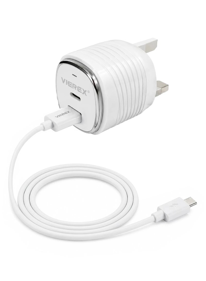 Vierex 20W Dual Port Fast Wall Charger Includes USB-C to USB-C Cable for Type-C Series - Image 4