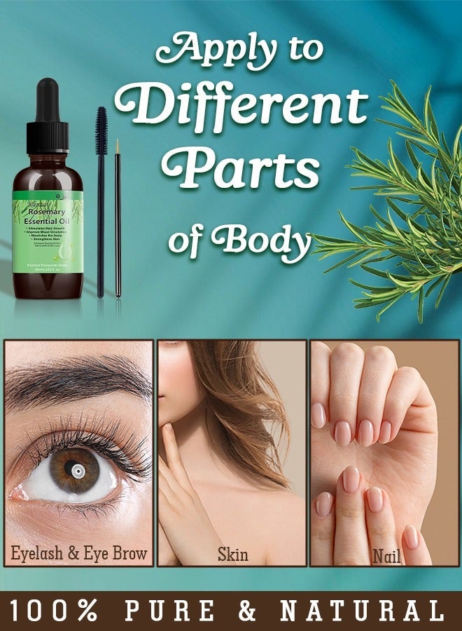 Kanza 60ml Rosemary Oil with Roller for Hair Growth Pure Organic Rosemary Essential Oil Hair Scalp Oil Pure and Natural Premium Quality Oil Hair Loss Treatment Oil Hair Growth Serum for Men and Women - Image 4