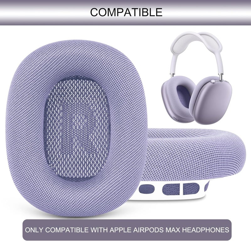GEVO وسائد أذن المحسنة البديلة لسماعات Apple AirPods Max الجديدة لعام 2024، أغطية وسادات الأذن من قماش شبكي مع رغوة الذاكرة والمغناطيس لـ AirPods Max بلون منعش (بنفسجي) - Image 2