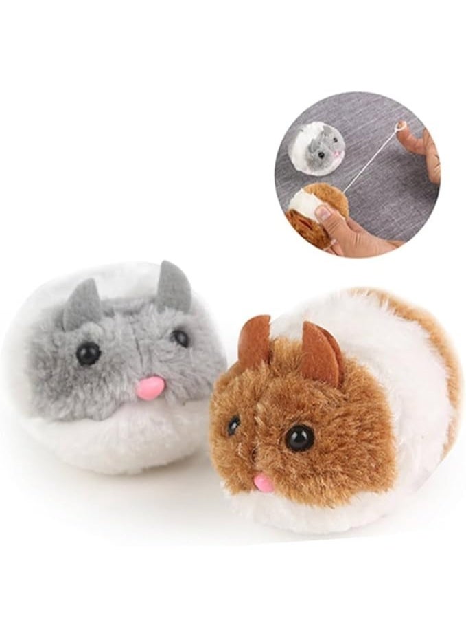 لعبة قطط فرو تفاعلية بشكل هامستر، مزودة بخيط متحرك لتحفيز اللعب والنشاط وتقليل الملل. خامة ناعمة وآمنة، مناسبة لجميع القطط. - Image 1