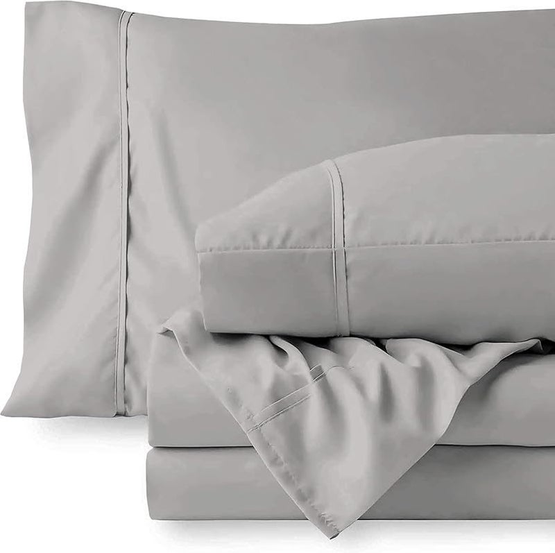 BALAJI EXPORT 3 Pieces Flat Bed Sheet 100 Egyptian Cotton 1 PC Flat Bed Sheet and 2 PC Pillow Covers 1000 Thread Counts Light Grey SolidKing Size - Image 1