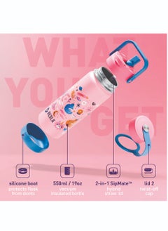 BEOLA 550ml Kids Water Bottle 18/8 Stainless Steel Double Wall Insulated Thermos Bottle with Straw Lid and Wide Mouth, Hot Cold Liquids Sports School Bottle (19oz, Unicat Magic)  - Image 2