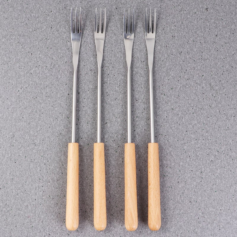 6pcs Wood Handle Stainless Steel Fondue Forks Outdoor Barbecue Fork Kitchen Tool - Image 2