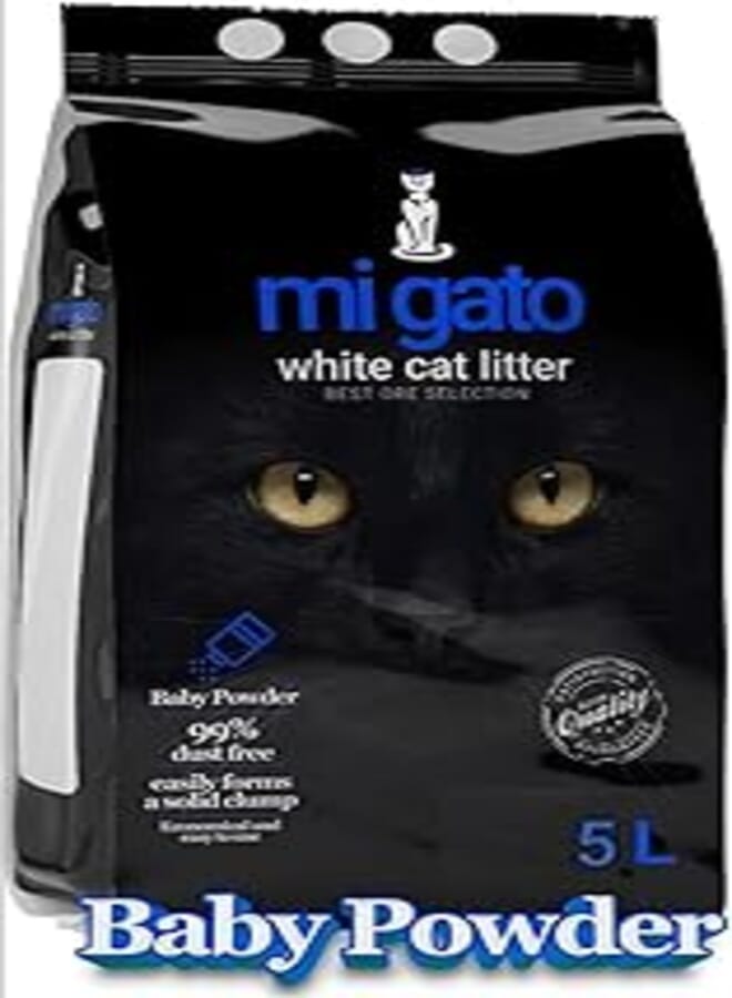 Migato Cat Litter - White Cat Litter - Multiple Scents - 5L (Baby Powder)