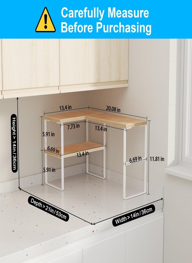Golener Countertop Organizer Corner Shelf, 2-Tier Adjustable Stackable Corner Shelves for Kitchen, Spice Rack, Coffee Bar, Over Sink, Bathroom, Dresser Table, Corner Counter Shelf Stand, Natural Beige - Image 2