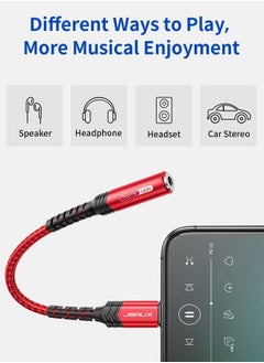 JSAUX iPhone Headphone Adapter, Lightning to 3.5mm [Apple MFi Certified] Compatible with iPhone 14/14 Pro Max-12/11/SE/X/XR/XS/8-Red  - Image 3