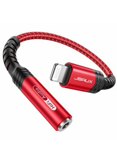 JSAUX iPhone Headphone Adapter, Lightning to 3.5mm [Apple MFi Certified] Compatible with iPhone 14/14 Pro Max-12/11/SE/X/XR/XS/8-Red  - Image 1