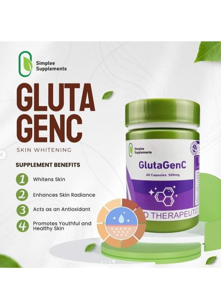 Simplee Supplements Simplee Supplements GlutaGenC – Skin Whitening & Antioxidant Capsules (60 Capsules, 500mg)  - Image 3