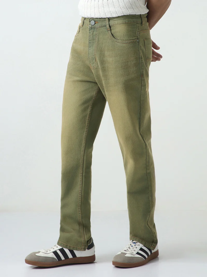 Urbano Fashion Men's Grey Straight Fit Heavy Washed Jeans Stretchable