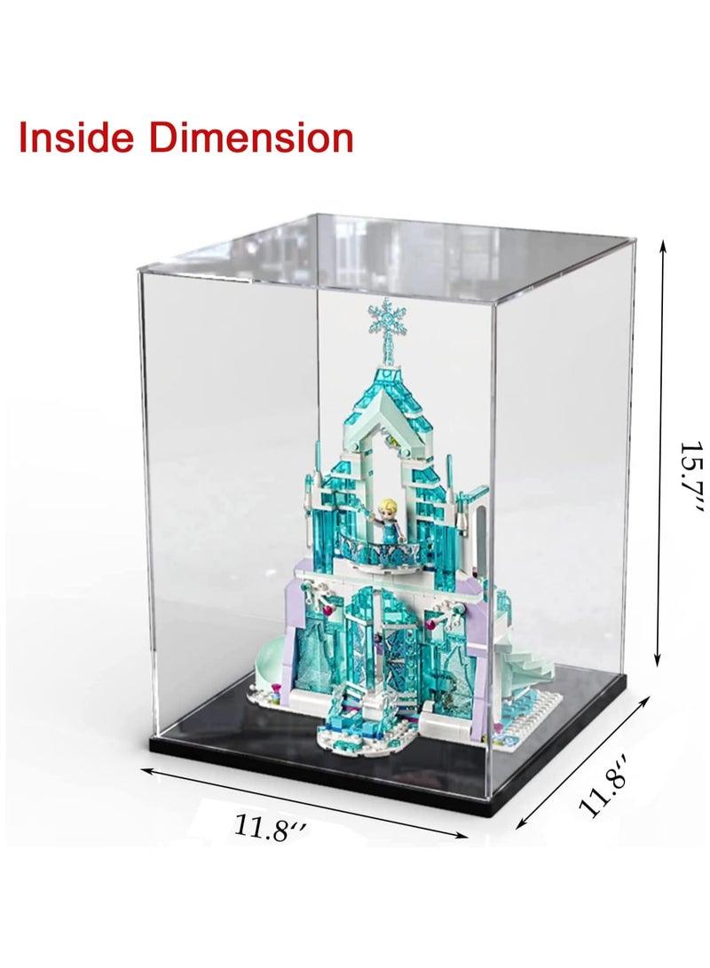 TPGP Clear Acrylic Display Case Assemble Countertop Box Storage Stand Protection Showcase for Figures Collectibles for Lego with Black Wood-Plastic Base, 11.8 x 11.8 x 15.7inch - Image 2
