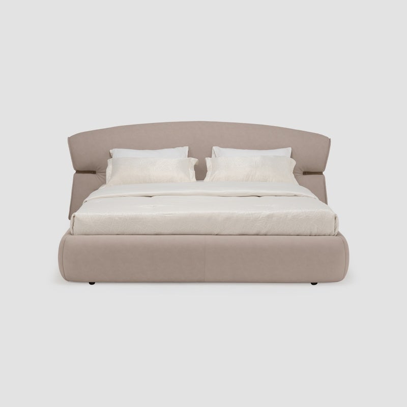 AL HUZAIFA FURNITURE Giacomo King Bed, Belted Headboard Upholstered In Microfiber - Image 1