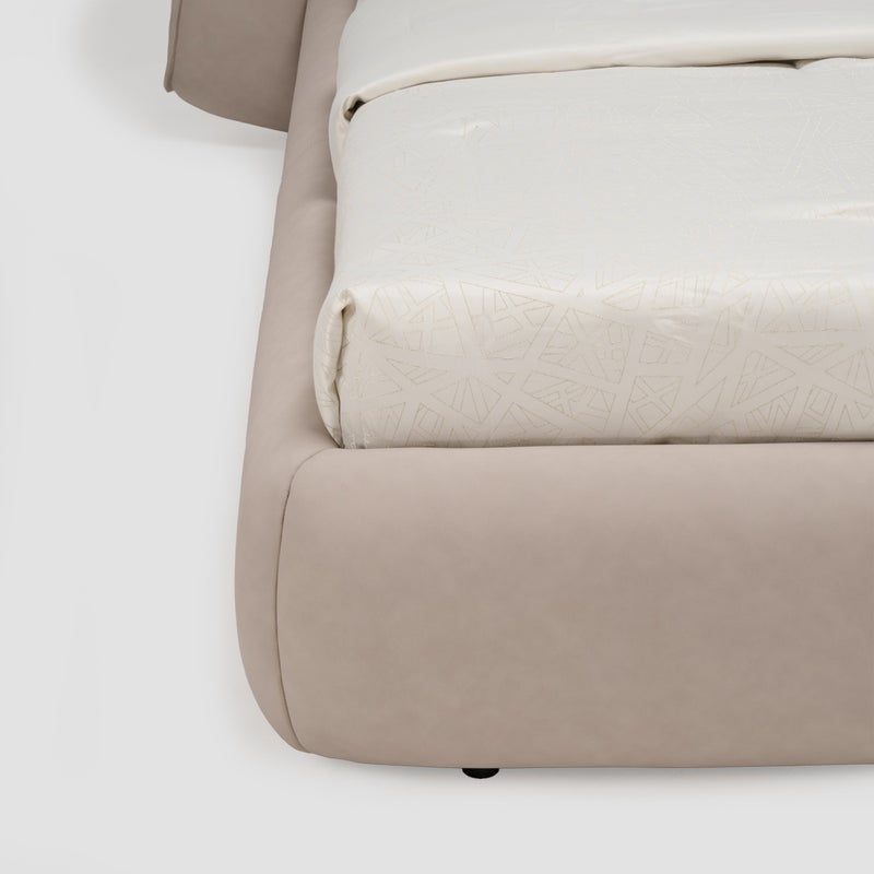 AL HUZAIFA FURNITURE Giacomo King Bed, Belted Headboard Upholstered In Microfiber - Image 4