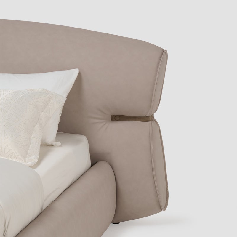 AL HUZAIFA FURNITURE Giacomo King Bed, Belted Headboard Upholstered In Microfiber - Image 3