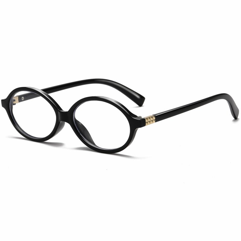 Breaksun Fashion Oval Glasses for Women Men Retro Round Tortoise Frame Blue Light Glasses Nerd Eyeglasses (Black) - Image 1