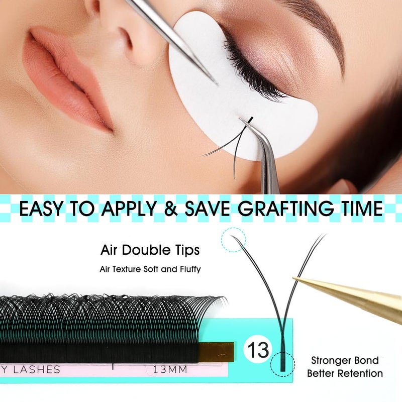 VAVALASH Y Lash Extensions D Curl 0.07mm 8-15mm Mix Tray Easy Premade Volume 4D Fans Eyelash Extension YY Type Natural Volume Lashes Extension Soft Matte Black Lashes (YY-0.07-D-8-15mm) - Image 5