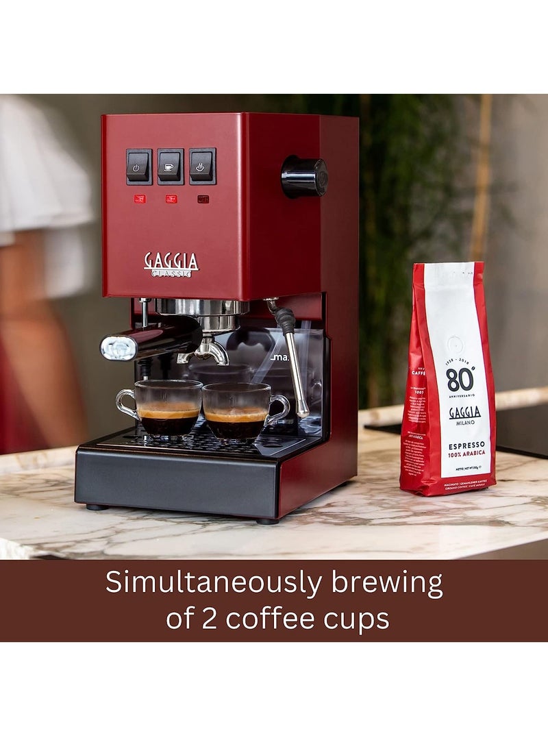 GAGGIA - Gaggia Classic Evo Cherry Red, Manual Espresso Machine, Made in Italy, Coffee machine with Professional Steam Wand, Latte and Cappuccino Maker for Home - Image 1