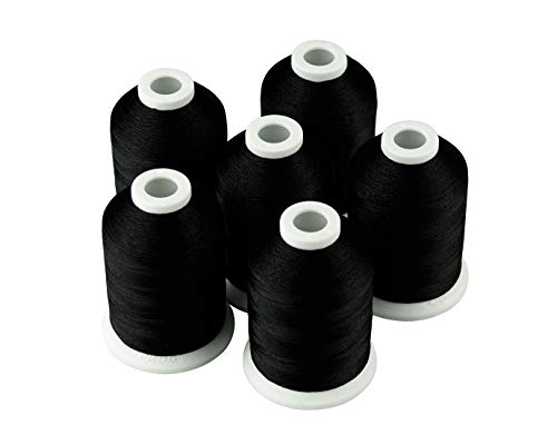 simthread New Simthread 6 Black 1000M(1100Y) Polyester Machine Embroidery Threads for Brother Babylock Janome Singer - Image 1