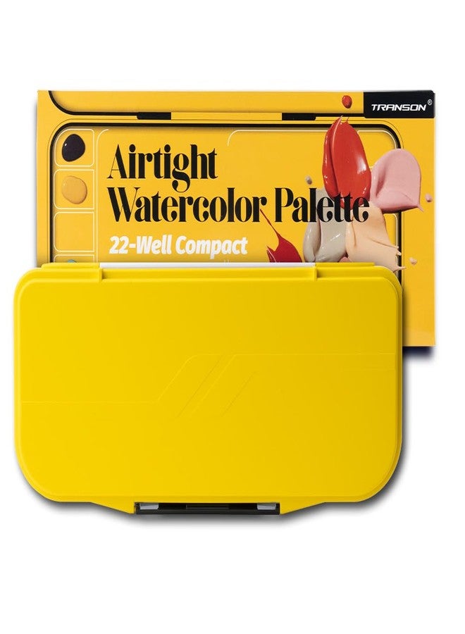 Transon Watercolor Palette Folding with Lid 18wells 2 Mixing Areas and 1 Large Mixing Tray Also for Gouache Acrylic Paint Palette Yellow Color - Image 1
