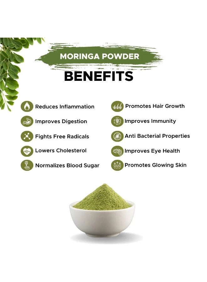عشبات مسحوق أوراق المورينغا الطبيعية والنقية - 200 جم - Image 2