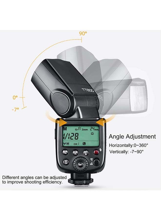 Godox - Godox TT600 2.4G Wireless Flash Speedlite Master/Slave Flash with Built-in Trigger System Compatible for Canon Nikon Pentax Olympus Fujifilm Panasonic (TT600) - Image 1